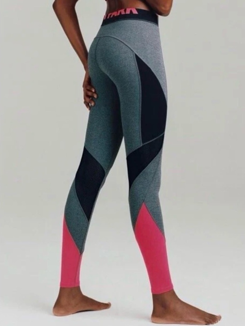 IVY PARK Beyoncé Topshop Colorblock Activewear Leggings Grey Coral Pink XXS Gym